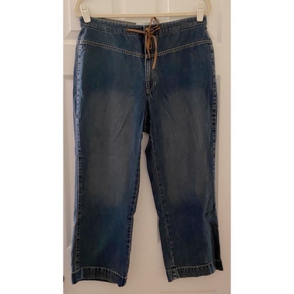 Vintage High Waist Mom Paper Bag Cropped Capri Jeans